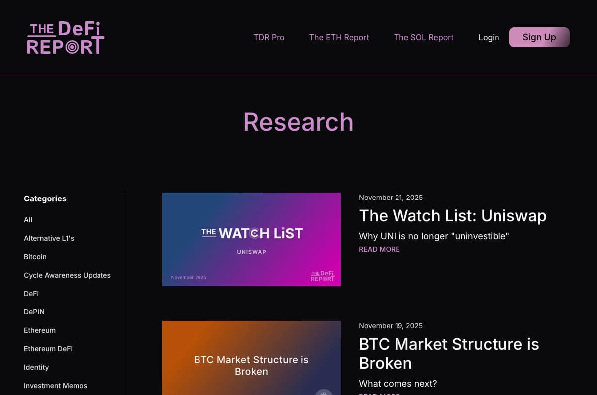 The DeFi Report Screenshot