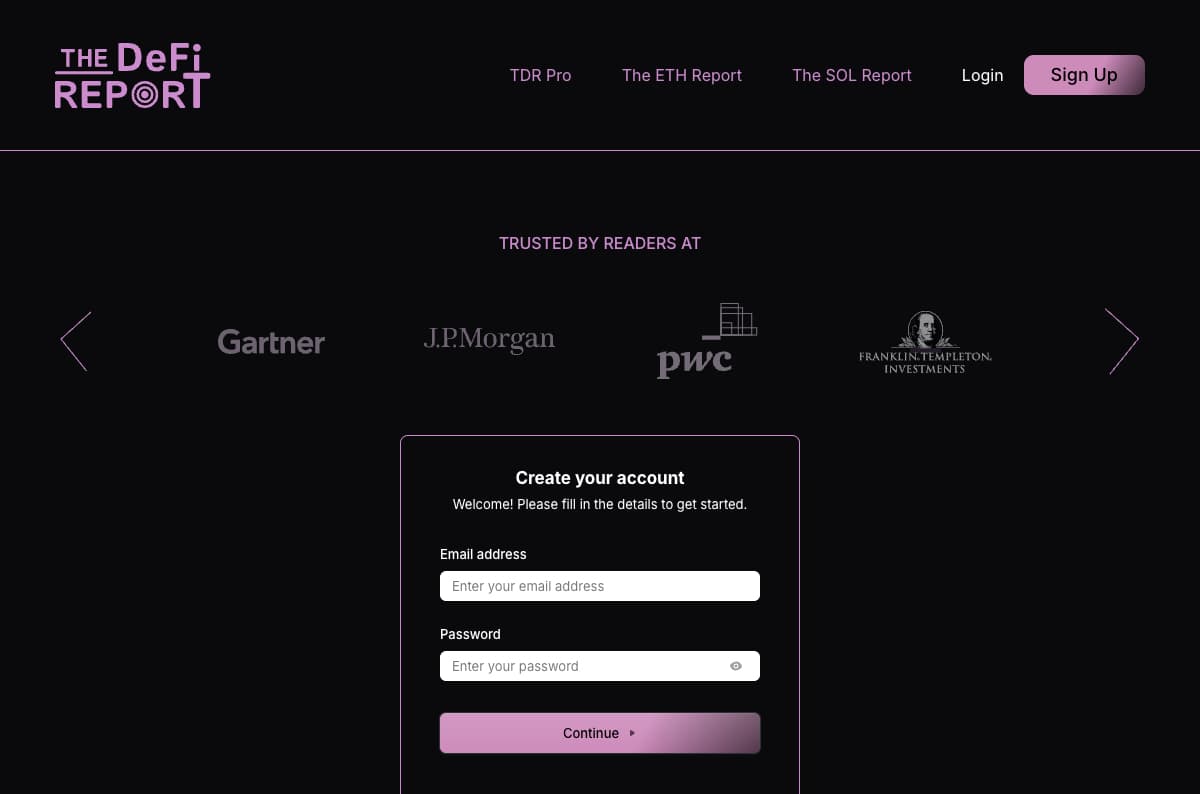 The DeFi Report Screenshot
