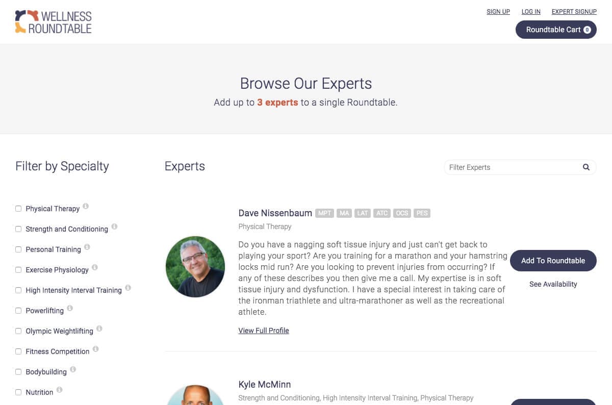 Wellness Roundtable Screenshot