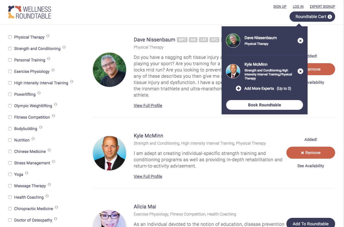 Wellness Roundtable Screenshot