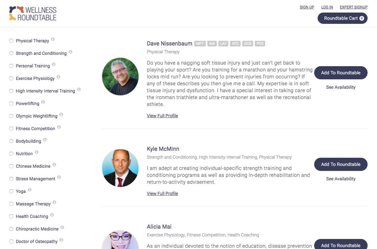 Wellness Roundtable Screenshot