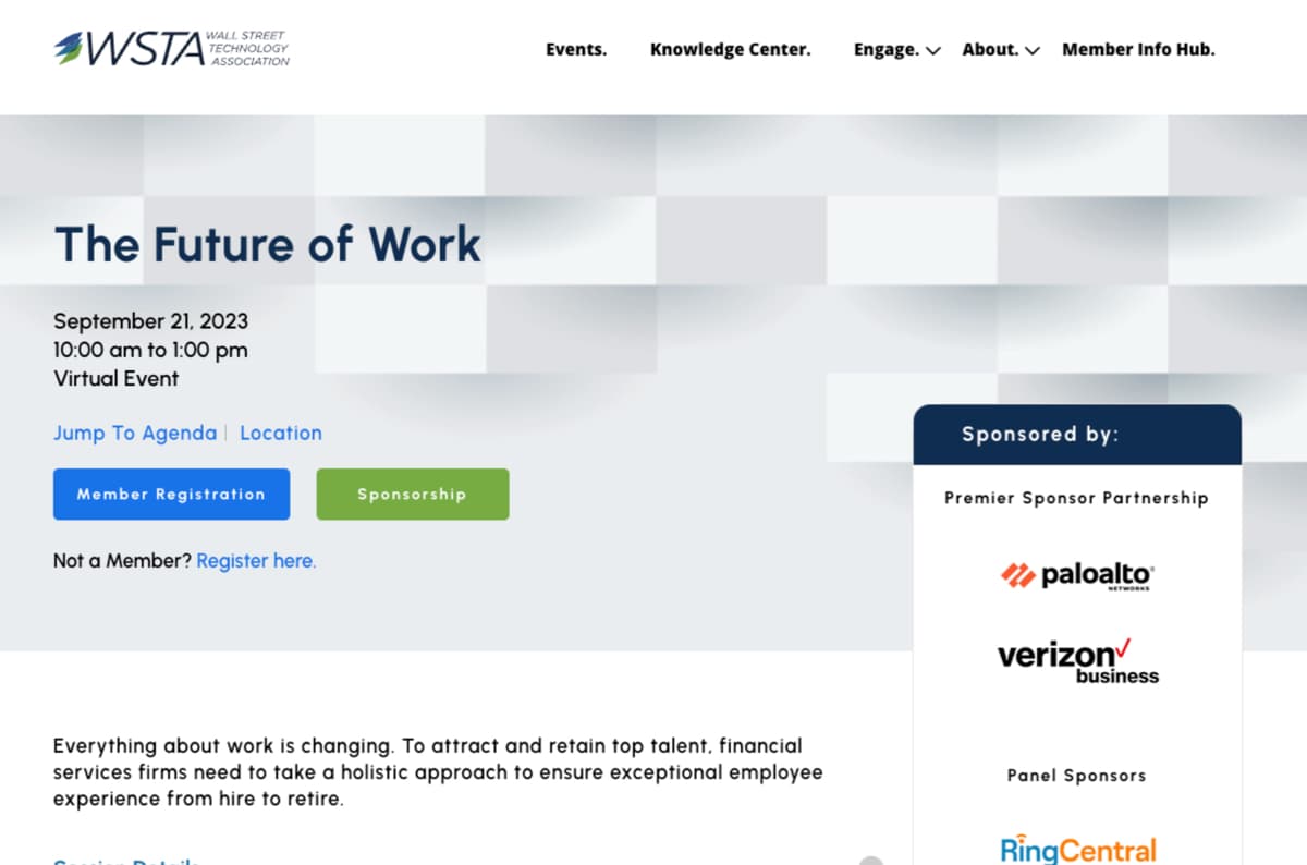 Wall Street Technology Association Screenshot